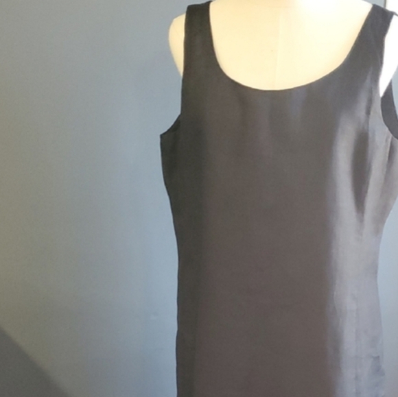 Eileen Fisher Charcoal Linen Sleeveless Dress Sz L - Picture 13 of 14